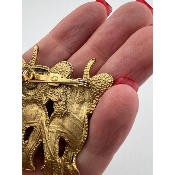 Vintage Women's jewelry Pair of Elephant Trunk Up Pewter Pin Brooch Collectible - Picture 8 of 9